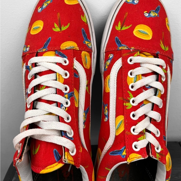 Vans Old Skool (Pool Vibes) size 13 Racing Red kiddie pool parrot palm tree A-22 - Picture 6 of 8